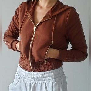 NWT | GUESS Cropped Zip Hoodie